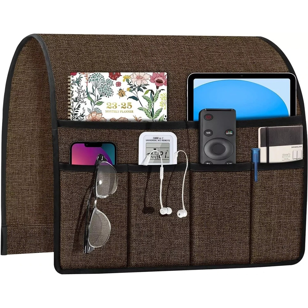 Armchair Caddy for Couch Remote Control Holder Recliner Armrest Organize Brown